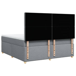 Κρεβάτι Boxspring με Στρώμα Ανοιχτό Γκρι 180x200 εκ. Υφασμάτινο - Pakobazaar