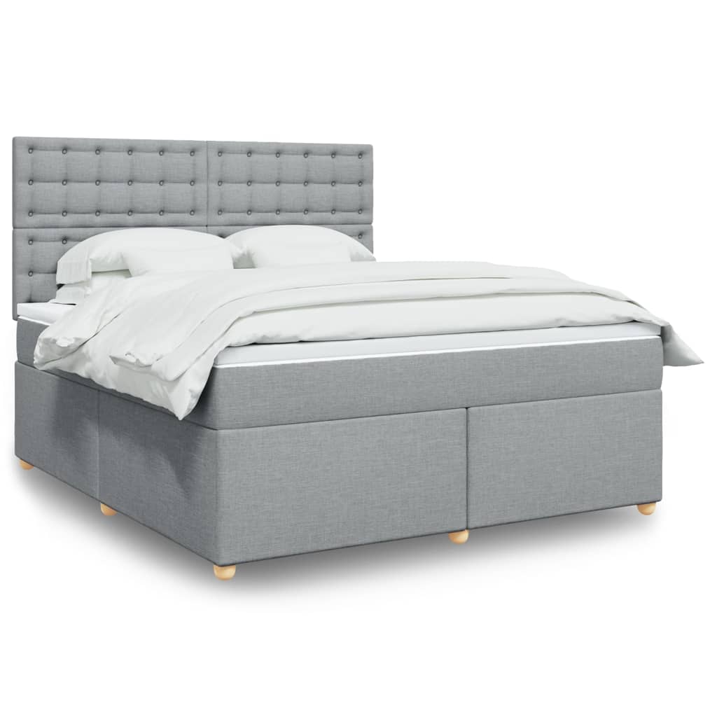 Κρεβάτι Boxspring με Στρώμα Ανοιχτό Γκρι 180x200 εκ. Υφασμάτινο - Pakobazaar