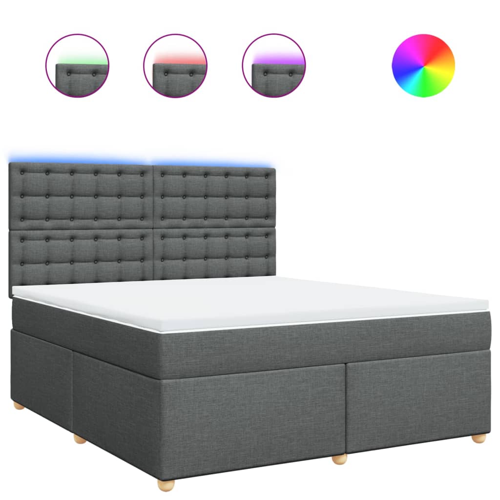 Κρεβάτι Boxspring με Στρώμα Σκούρο Γκρι 180x200 εκ Υφασμάτιν - Pakobazaar