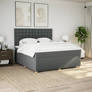 Κρεβάτι Boxspring με Στρώμα Σκούρο Γκρι 180x200 εκ Υφασμάτιν - Pakobazaar