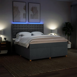 Κρεβάτι Boxspring με Στρώμα Σκούρο Γκρι 180x200 εκ Υφασμάτιν - Pakobazaar