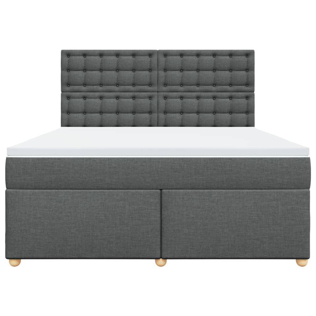 Κρεβάτι Boxspring με Στρώμα Σκούρο Γκρι 180x200 εκ Υφασμάτιν - Pakobazaar