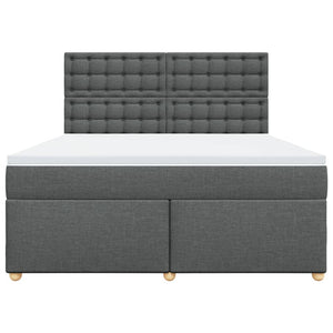 Κρεβάτι Boxspring με Στρώμα Σκούρο Γκρι 180x200 εκ Υφασμάτιν - Pakobazaar