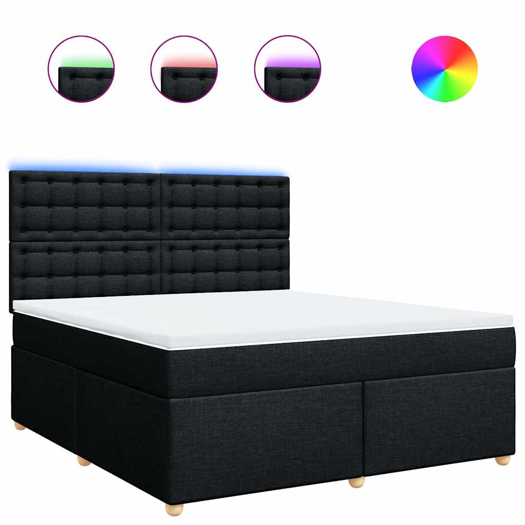 Κρεβάτι Boxspring με Στρώμα Μαύρο 180x200 εκ. Υφασμάτινο - Pakobazaar