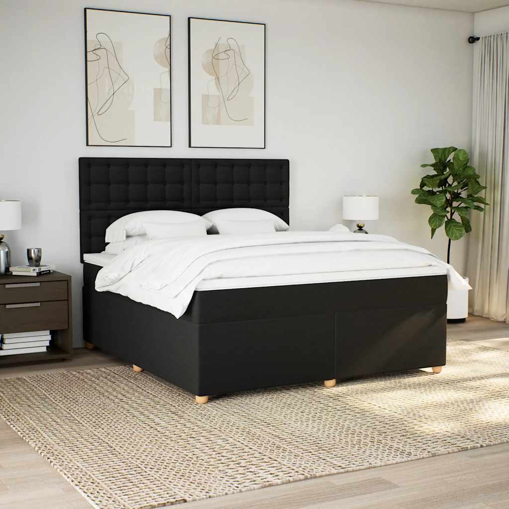 Κρεβάτι Boxspring με Στρώμα Μαύρο 180x200 εκ. Υφασμάτινο - Pakobazaar