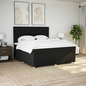Κρεβάτι Boxspring με Στρώμα Μαύρο 180x200 εκ. Υφασμάτινο - Pakobazaar