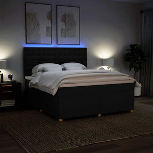 Κρεβάτι Boxspring με Στρώμα Μαύρο 180x200 εκ. Υφασμάτινο - Pakobazaar