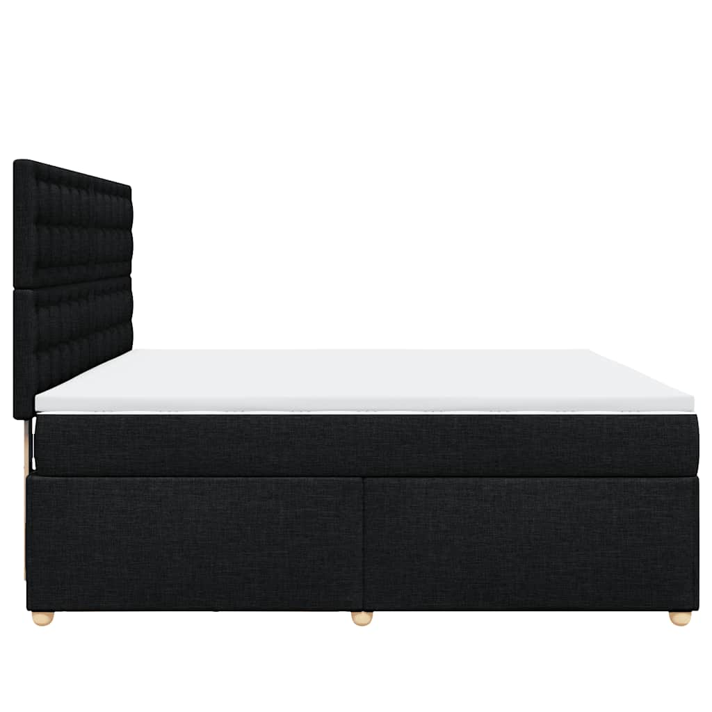 Κρεβάτι Boxspring με Στρώμα Μαύρο 180x200 εκ. Υφασμάτινο - Pakobazaar