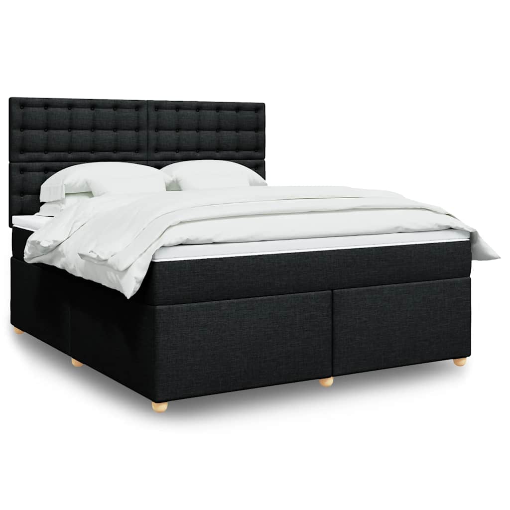 Κρεβάτι Boxspring με Στρώμα Μαύρο 180x200 εκ. Υφασμάτινο - Pakobazaar