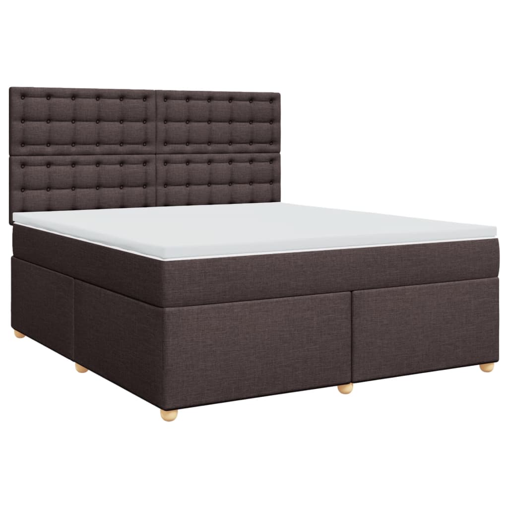 Κρεβάτι Boxspring με Στρώμα Σκούρο Καφέ 180x200 εκ Υφασμάτινο