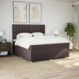 Κρεβάτι Boxspring με Στρώμα Σκούρο Καφέ 180x200 εκ Υφασμάτινο