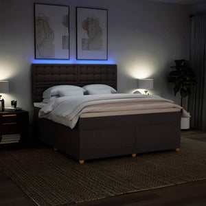 Κρεβάτι Boxspring με Στρώμα Σκούρο Καφέ 180x200 εκ Υφασμάτινο