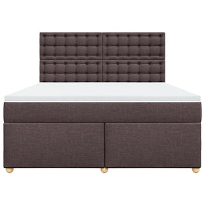 Κρεβάτι Boxspring με Στρώμα Σκούρο Καφέ 180x200 εκ Υφασμάτινο