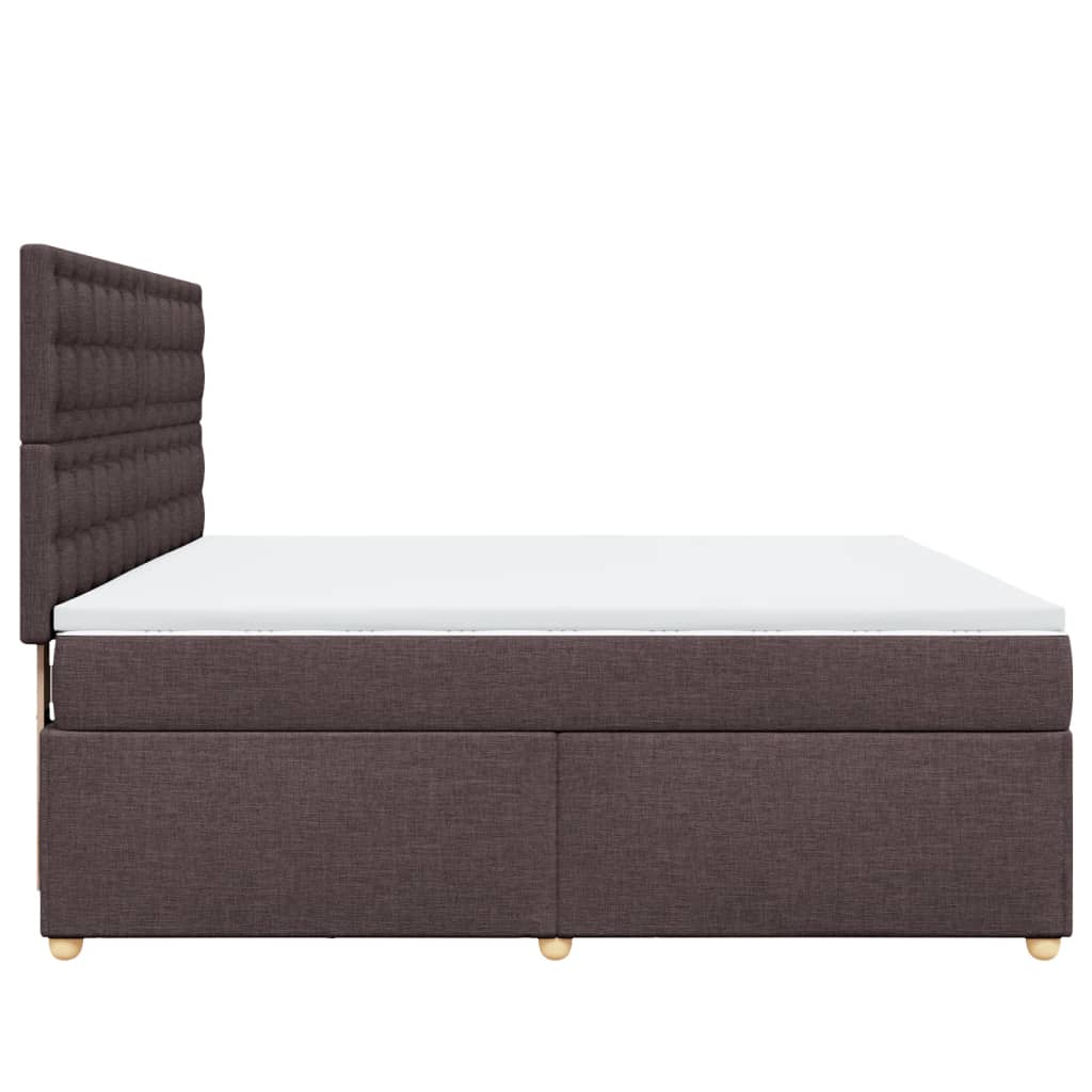 Κρεβάτι Boxspring με Στρώμα Σκούρο Καφέ 180x200 εκ Υφασμάτινο