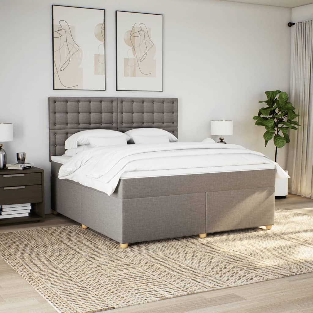 Κρεβάτι Boxspring με Στρώμα Taupe 180x200 εκ. Υφασμάτινο - Pakobazaar