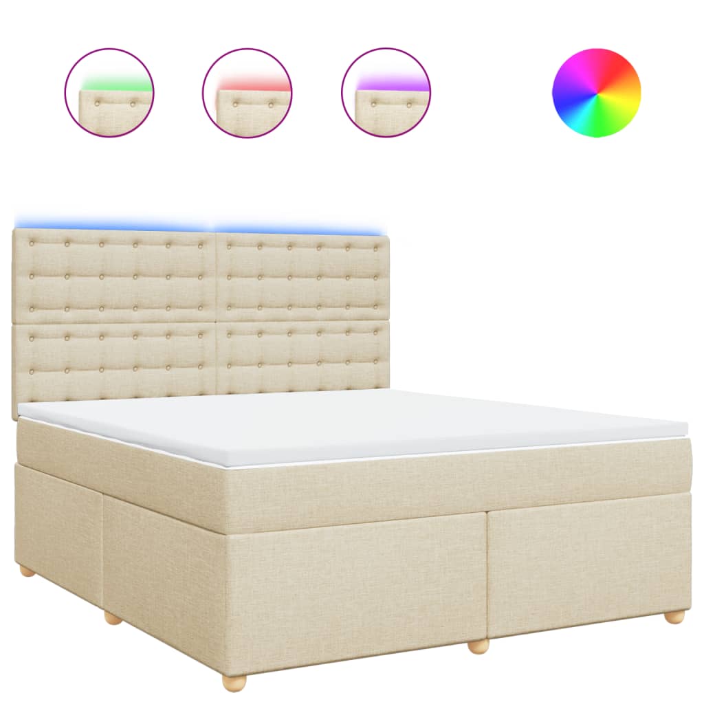 Κρεβάτι Boxspring με Στρώμα Κρεμ 180x200 εκ. Υφασμάτινο