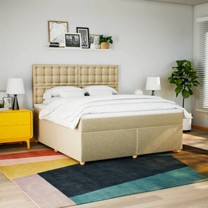 Κρεβάτι Boxspring με Στρώμα Κρεμ 180x200 εκ. Υφασμάτινο - Pakobazaar