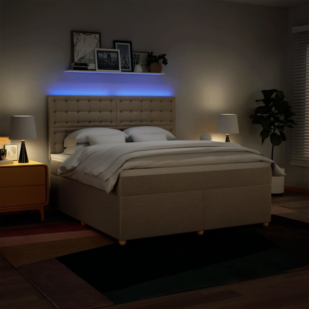 Κρεβάτι Boxspring με Στρώμα Κρεμ 180x200 εκ. Υφασμάτινο