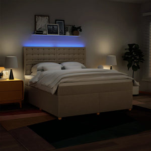 Κρεβάτι Boxspring με Στρώμα Κρεμ 180x200 εκ. Υφασμάτινο - Pakobazaar