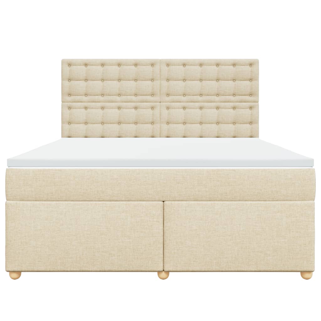 Κρεβάτι Boxspring με Στρώμα Κρεμ 180x200 εκ. Υφασμάτινο