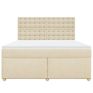 Κρεβάτι Boxspring με Στρώμα Κρεμ 180x200 εκ. Υφασμάτινο - Pakobazaar