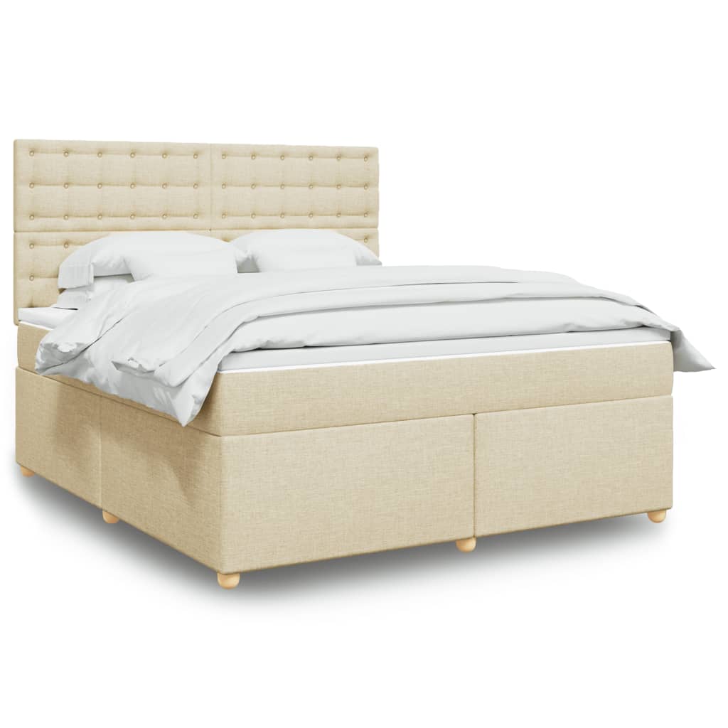 Κρεβάτι Boxspring με Στρώμα Κρεμ 180x200 εκ. Υφασμάτινο