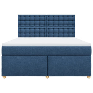Κρεβάτι Boxspring με Στρώμα Μπλε 180x200 εκ. Υφασμάτινο