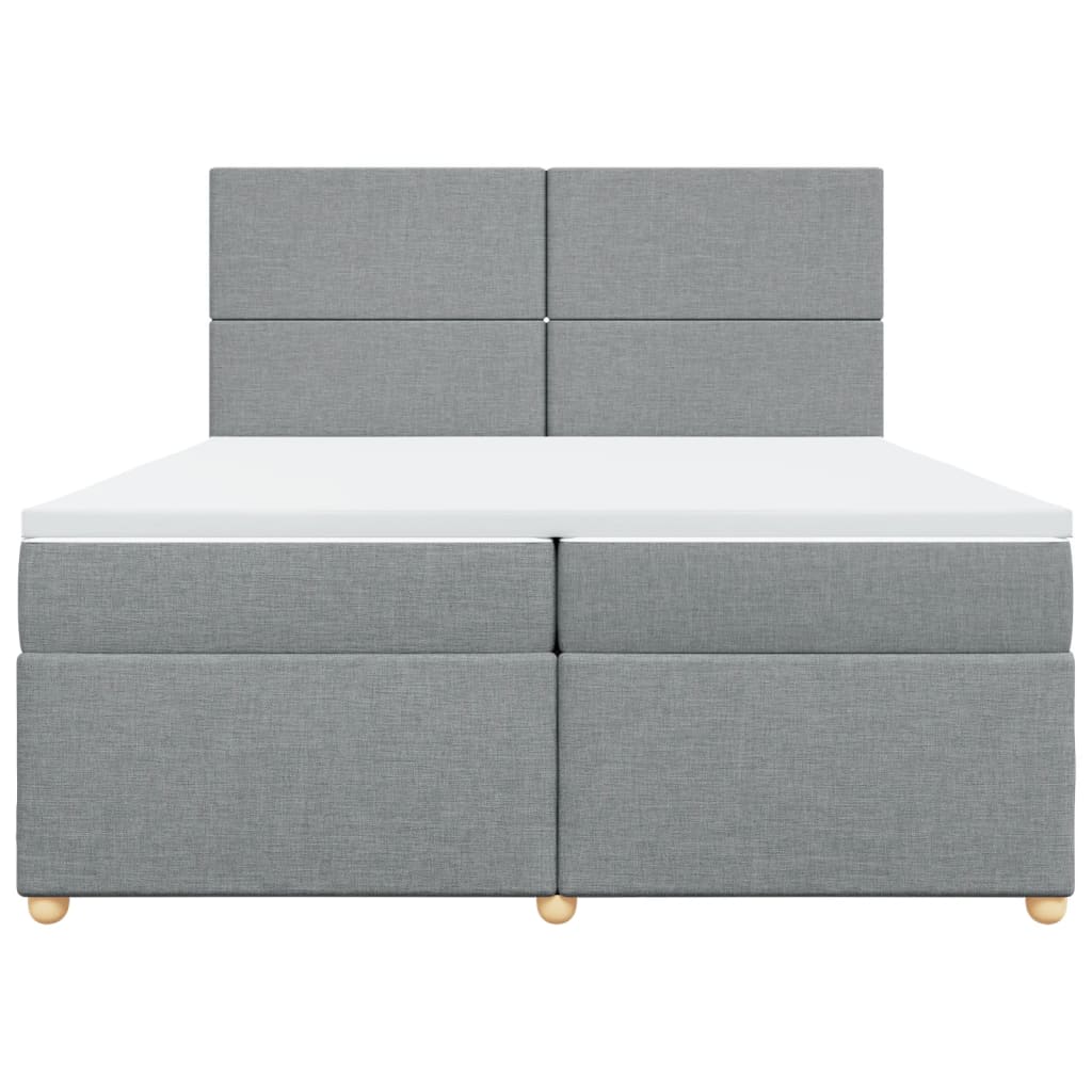 Κρεβάτι Boxspring με Στρώμα Ανοιχτό Γκρι 200x200 εκ. Υφασμάτινο - Pakobazaar