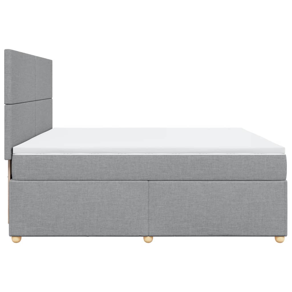 Κρεβάτι Boxspring με Στρώμα Ανοιχτό Γκρι 200x200 εκ. Υφασμάτινο - Pakobazaar