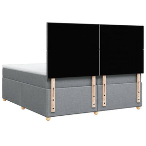 Κρεβάτι Boxspring με Στρώμα Ανοιχτό Γκρι 200x200 εκ. Υφασμάτινο - Pakobazaar