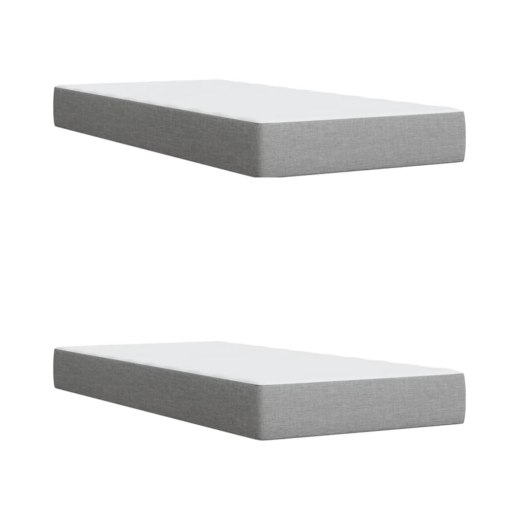 Κρεβάτι Boxspring με Στρώμα Ανοιχτό Γκρι 200x200 εκ. Υφασμάτινο - Pakobazaar