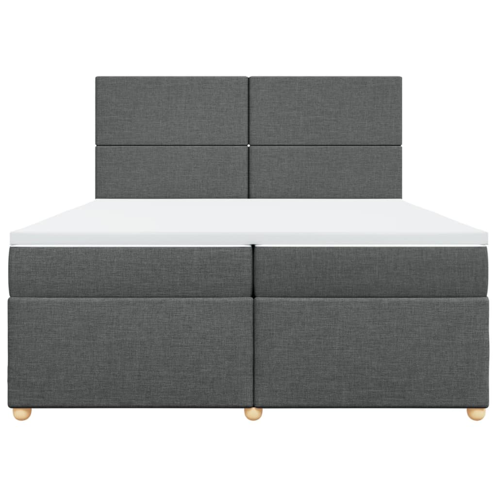 Κρεβάτι Boxspring με Στρώμα Σκούρο Γκρι 200x200 εκ. Υφασμάτινο - Pakobazaar