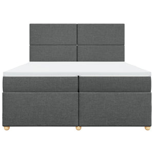 Κρεβάτι Boxspring με Στρώμα Σκούρο Γκρι 200x200 εκ. Υφασμάτινο - Pakobazaar