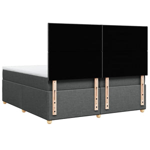 Κρεβάτι Boxspring με Στρώμα Σκούρο Γκρι 200x200 εκ. Υφασμάτινο - Pakobazaar