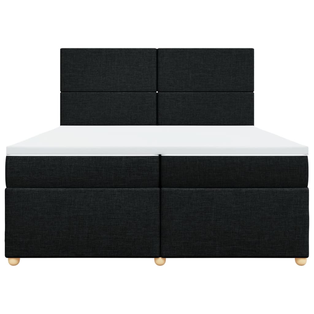 Κρεβάτι Boxspring με Στρώμα Μαύρο 200x200 εκ. Υφασμάτινο - Pakobazaar