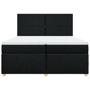 Κρεβάτι Boxspring με Στρώμα Μαύρο 200x200 εκ. Υφασμάτινο - Pakobazaar