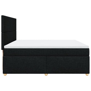 Κρεβάτι Boxspring με Στρώμα Μαύρο 200x200 εκ. Υφασμάτινο - Pakobazaar