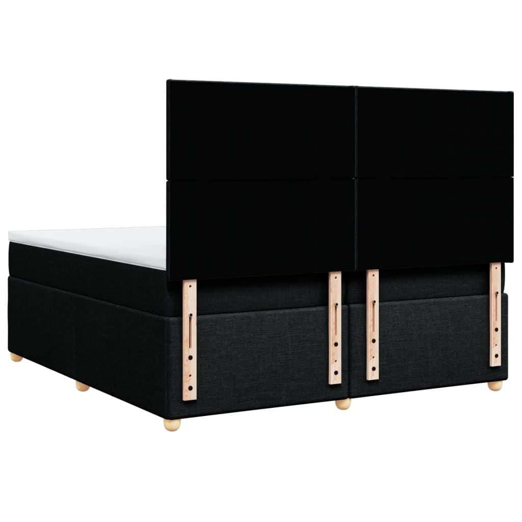 Κρεβάτι Boxspring με Στρώμα Μαύρο 200x200 εκ. Υφασμάτινο - Pakobazaar