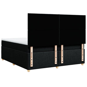 Κρεβάτι Boxspring με Στρώμα Μαύρο 200x200 εκ. Υφασμάτινο - Pakobazaar