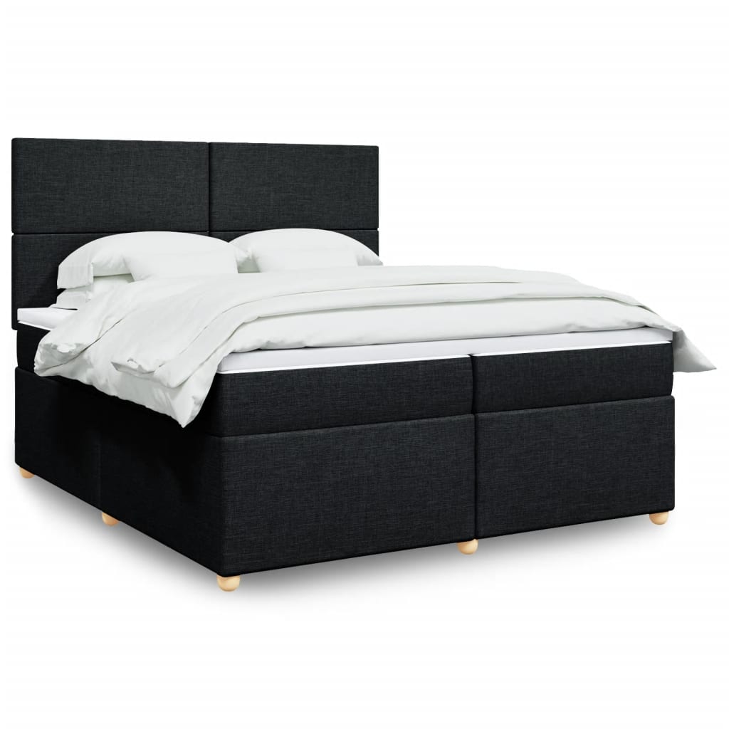 Κρεβάτι Boxspring με Στρώμα Μαύρο 200x200 εκ. Υφασμάτινο - Pakobazaar