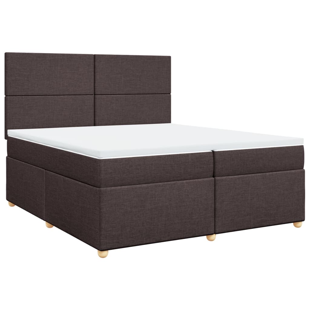 Κρεβάτι Boxspring με Στρώμα Σκούρο Καφέ 200x200 εκ. Υφασμάτινο - Pakobazaar