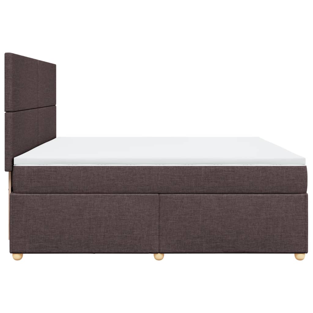 Κρεβάτι Boxspring με Στρώμα Σκούρο Καφέ 200x200 εκ. Υφασμάτινο - Pakobazaar