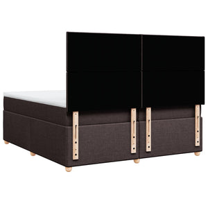 Κρεβάτι Boxspring με Στρώμα Σκούρο Καφέ 200x200 εκ. Υφασμάτινο - Pakobazaar