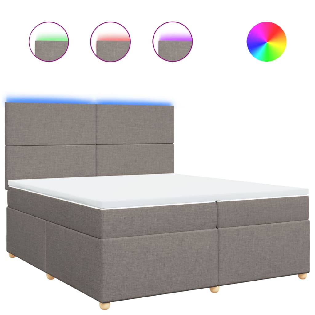 Κρεβάτι Boxspring με Στρώμα Taupe 200x200 εκ. Υφασμάτινο