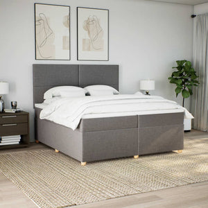 Κρεβάτι Boxspring με Στρώμα Taupe 200x200 εκ. Υφασμάτινο - Pakobazaar