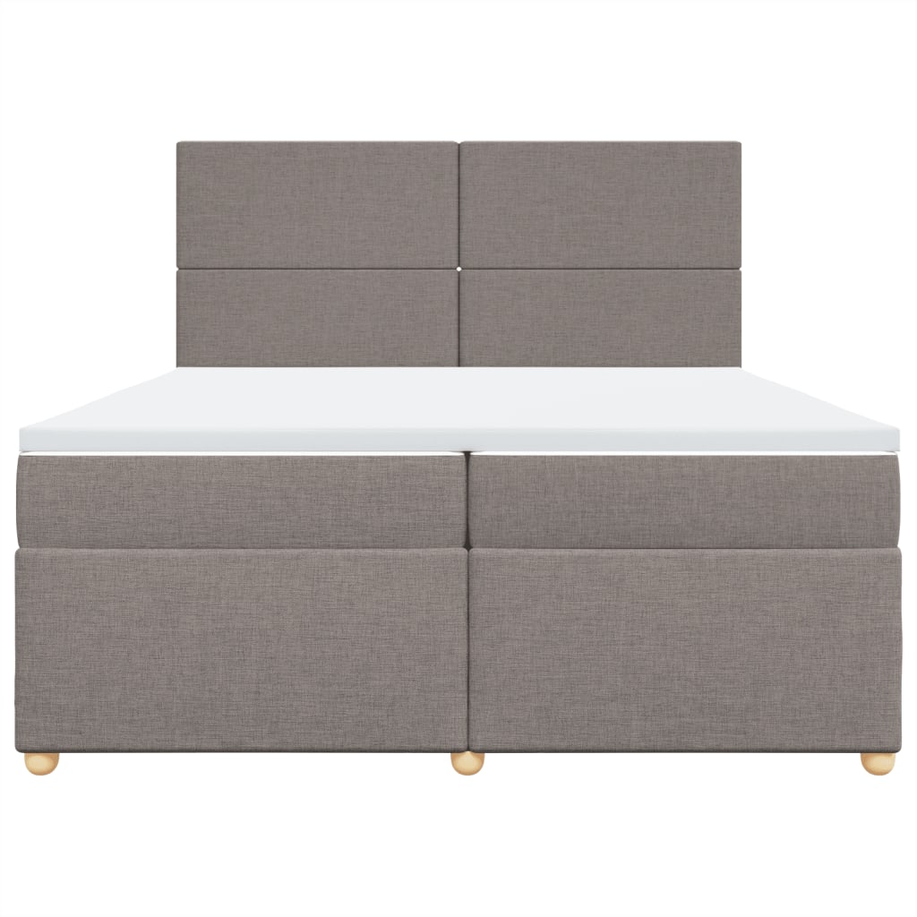 Κρεβάτι Boxspring με Στρώμα Taupe 200x200 εκ. Υφασμάτινο