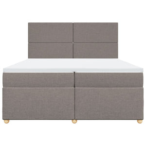 Κρεβάτι Boxspring με Στρώμα Taupe 200x200 εκ. Υφασμάτινο - Pakobazaar