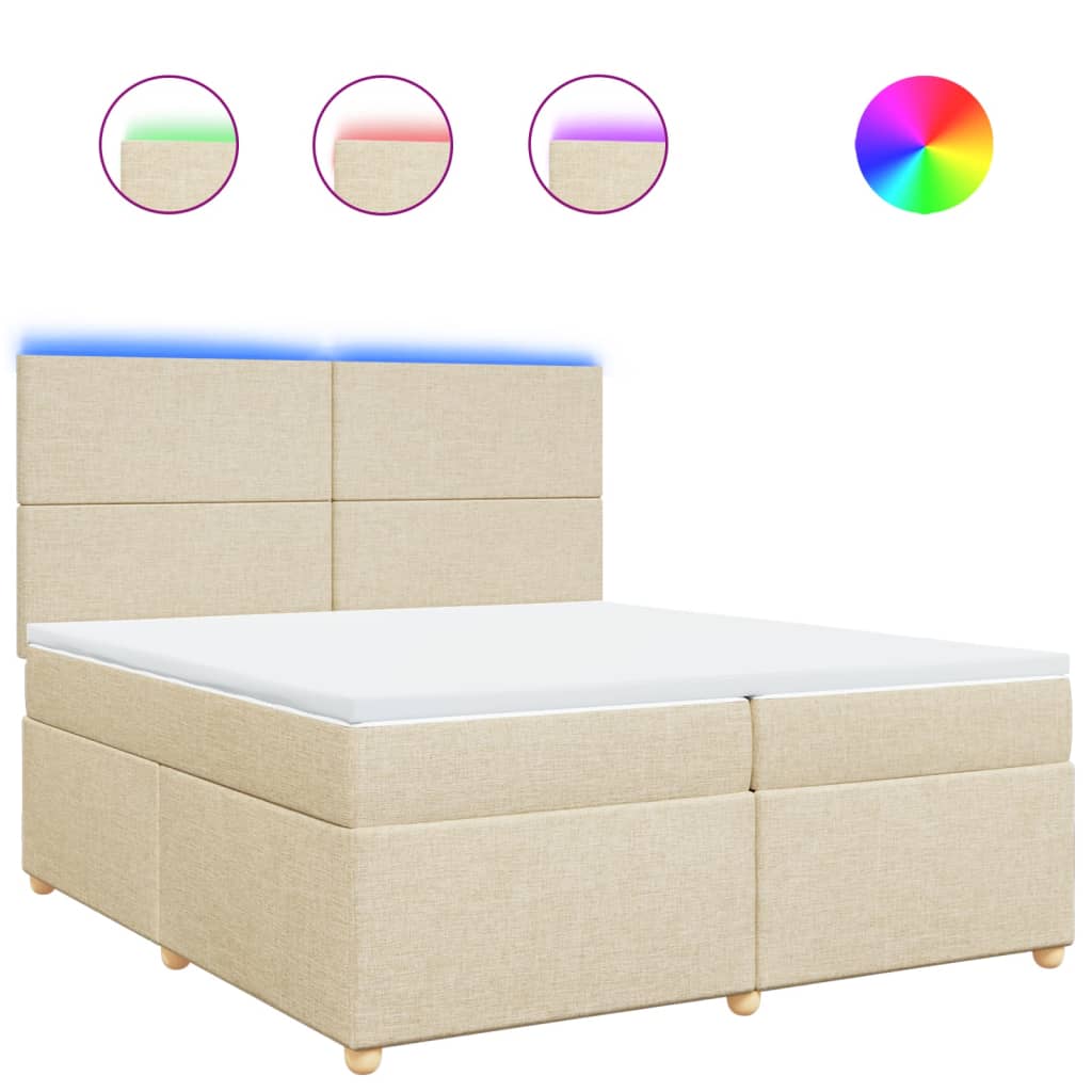Κρεβάτι Boxspring με Στρώμα Κρεμ 200x200 εκ. Υφασμάτινο - Pakobazaar