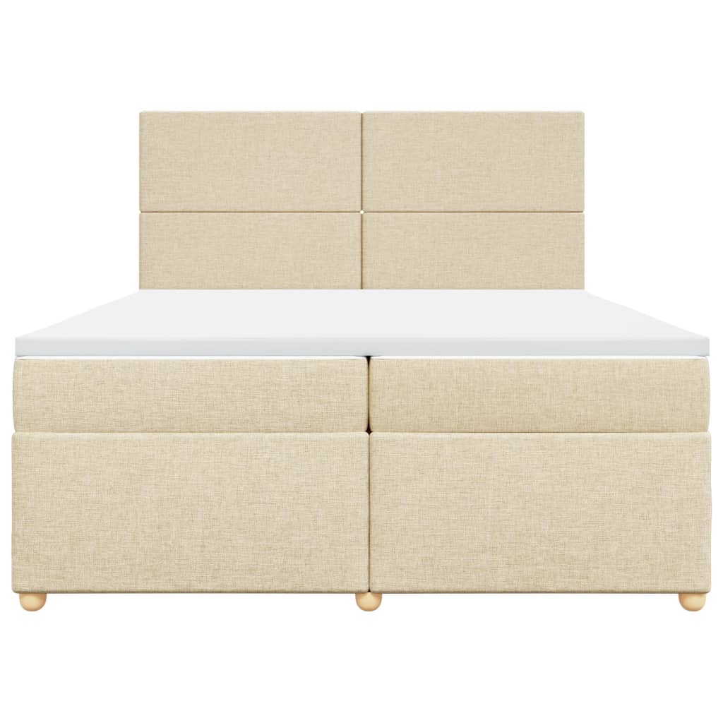 Κρεβάτι Boxspring με Στρώμα Κρεμ 200x200 εκ. Υφασμάτινο - Pakobazaar