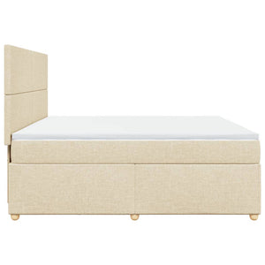 Κρεβάτι Boxspring με Στρώμα Κρεμ 200x200 εκ. Υφασμάτινο - Pakobazaar